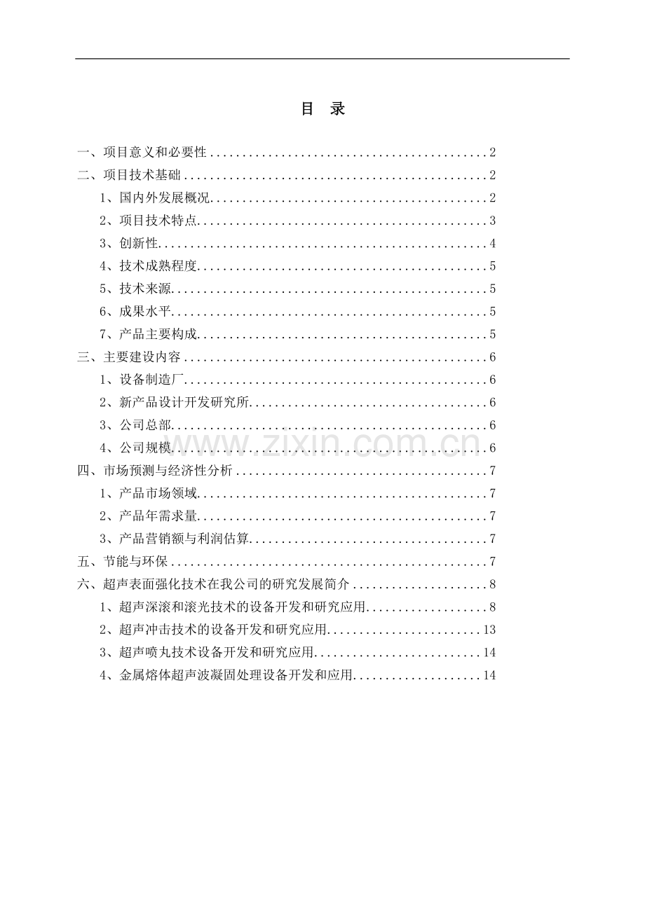 某科技公司超声波金属强化高技术产业项目可行性研究报告-项目可行性分析报告.doc_第2页