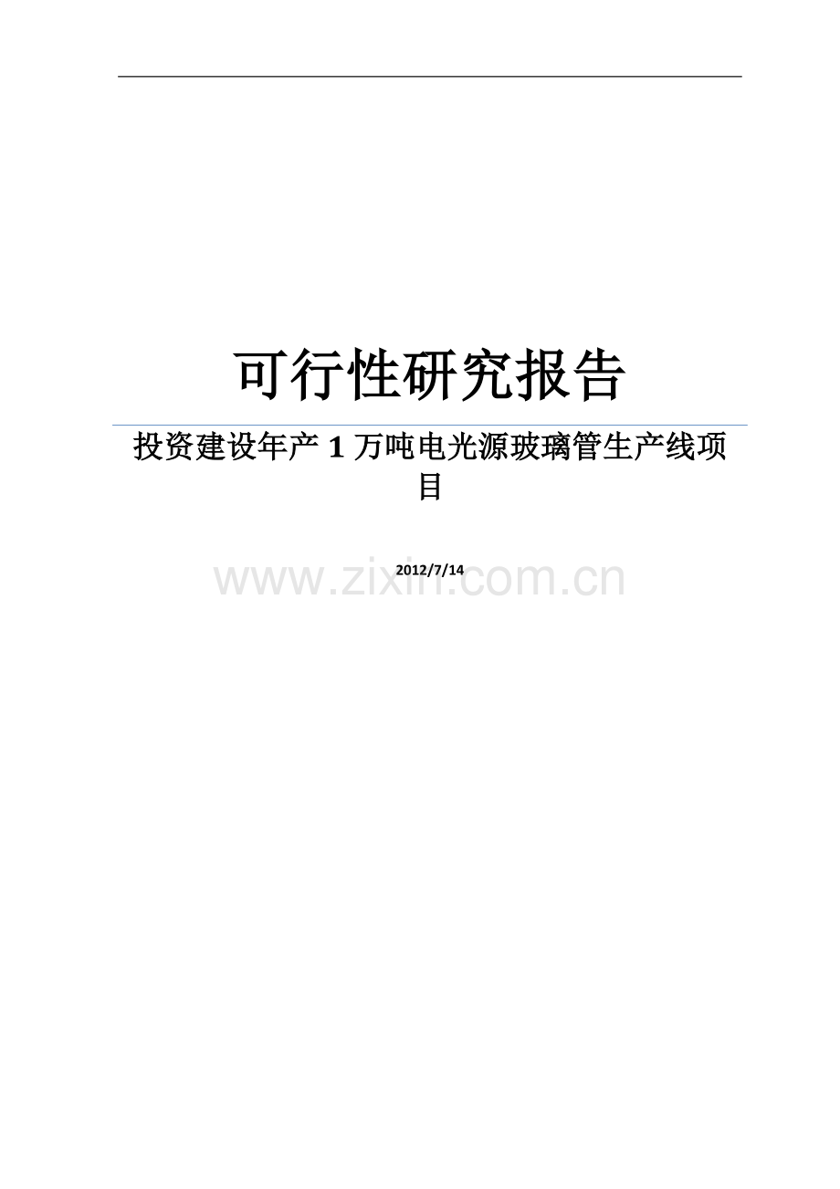 1万吨电光源玻璃管生产线项目可行性论证报告.doc_第1页