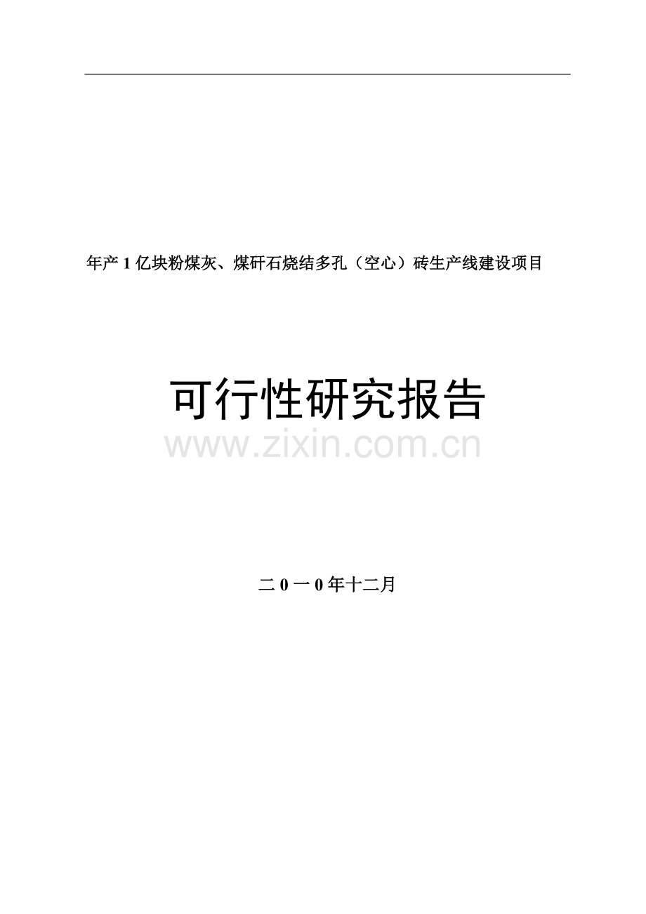 粉煤灰烧结多孔砖生产线项目资金可行性研究报告.doc_第1页