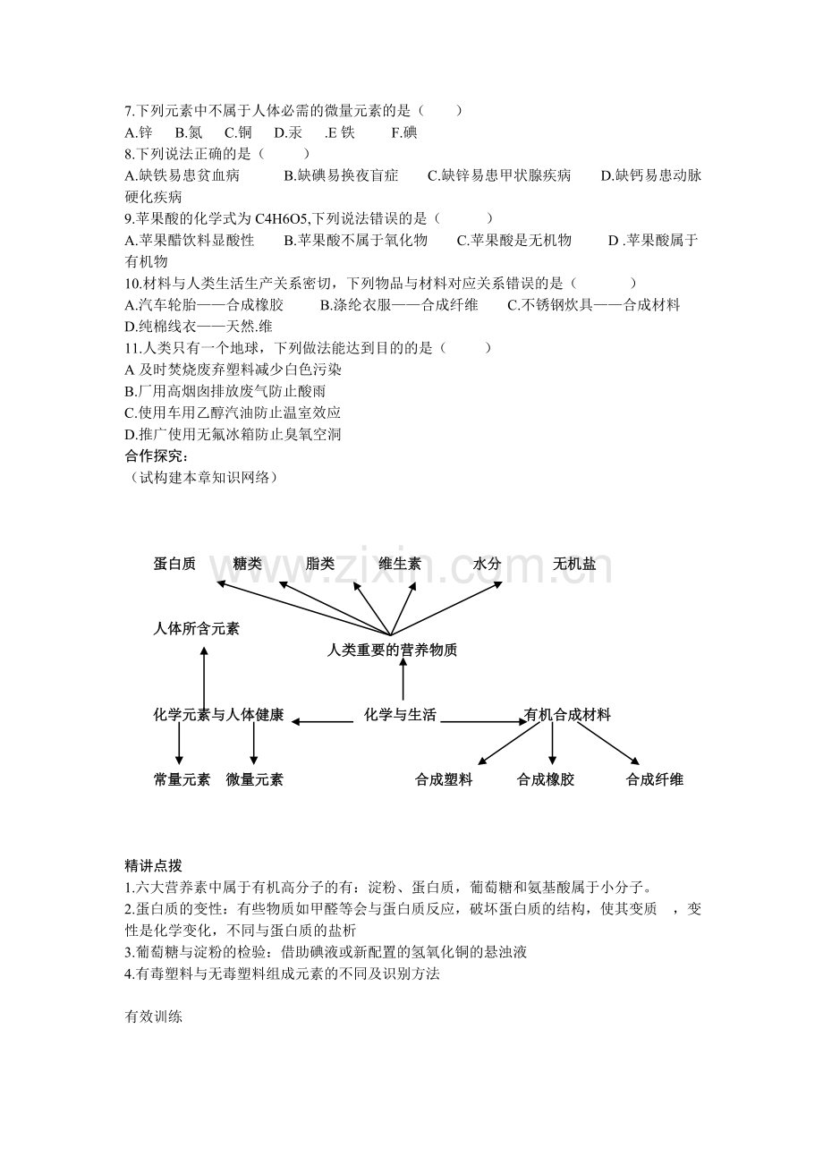 初中化学(人教版)第十二单元--化学与生活复习学案.doc_第2页