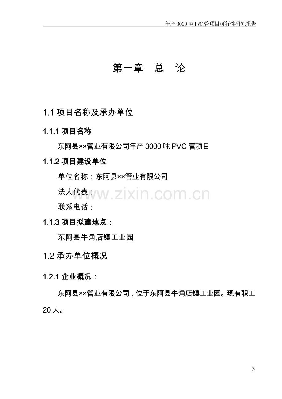 东阿县某管业有限公司年产3000吨pvc管项目可行性论证报告.doc_第3页