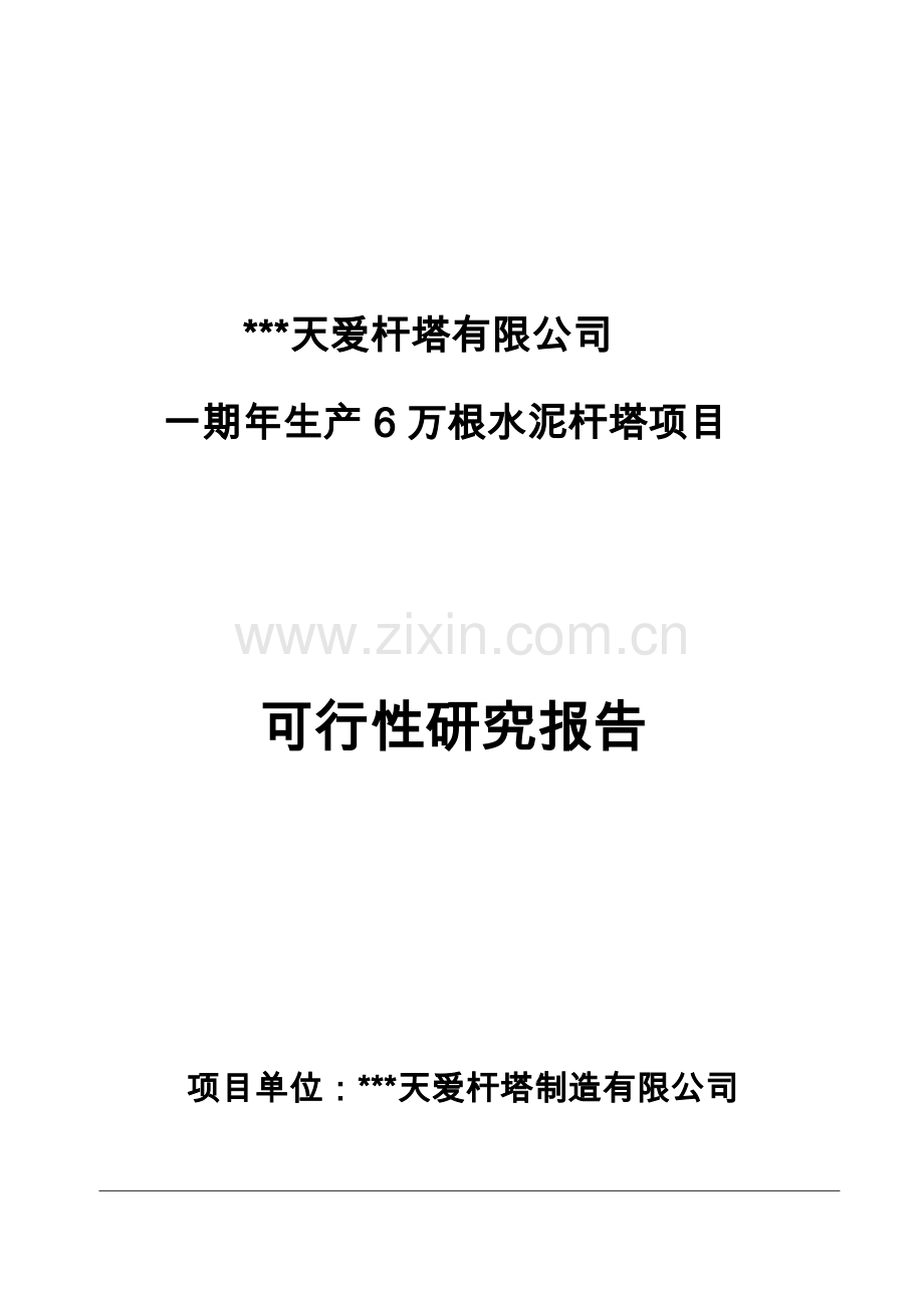 天爱杆塔有限公司一期年生产6万根水泥杆塔可行性分析报告.doc_第1页