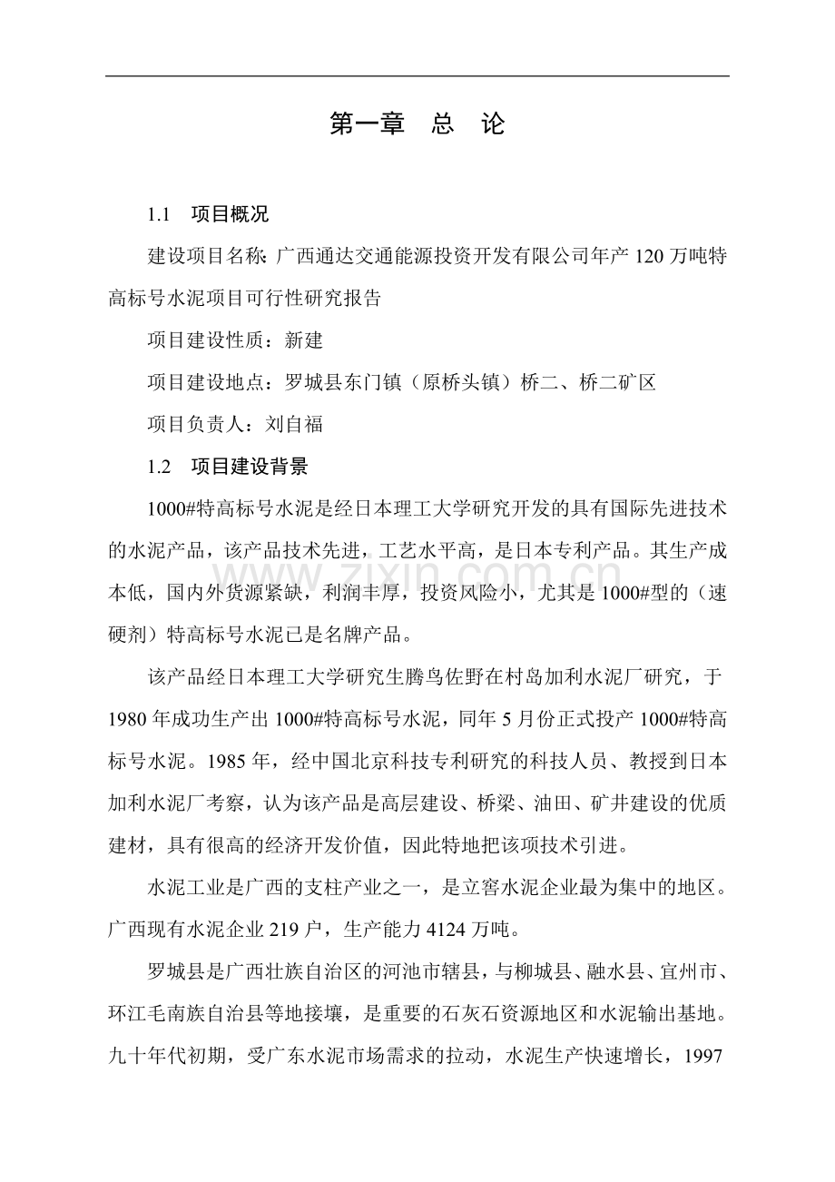 年产120万吨特高标号水泥项目可行性研究报告.doc_第2页