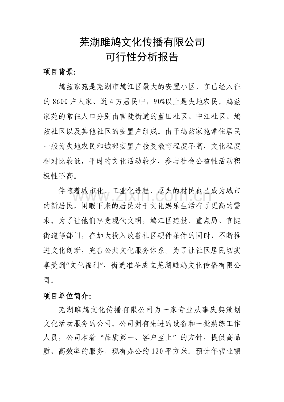 婚庆公司可行性分析报告.doc_第1页