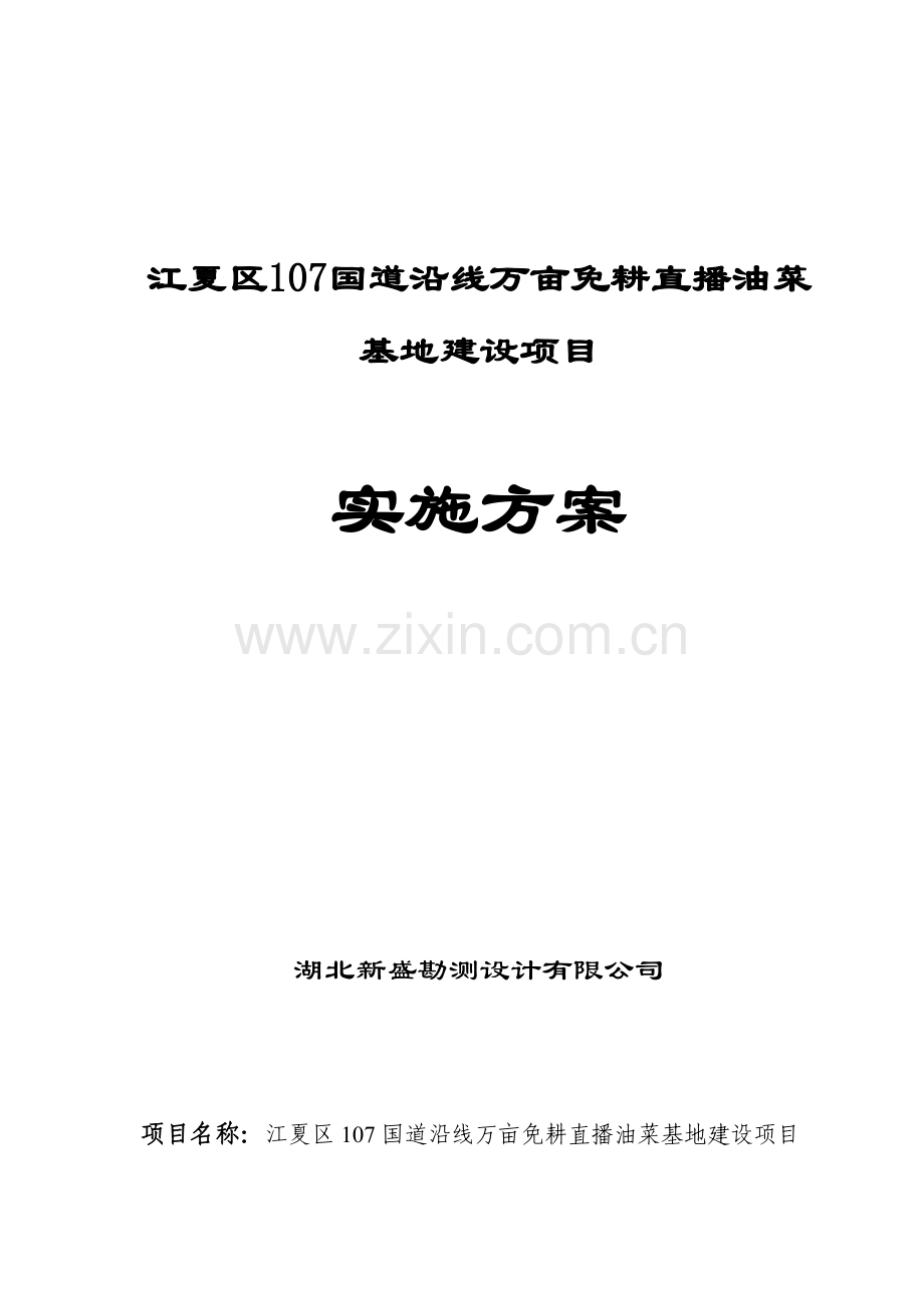 某地万亩免耕直播油菜基地项目可行性研究报告.doc_第1页