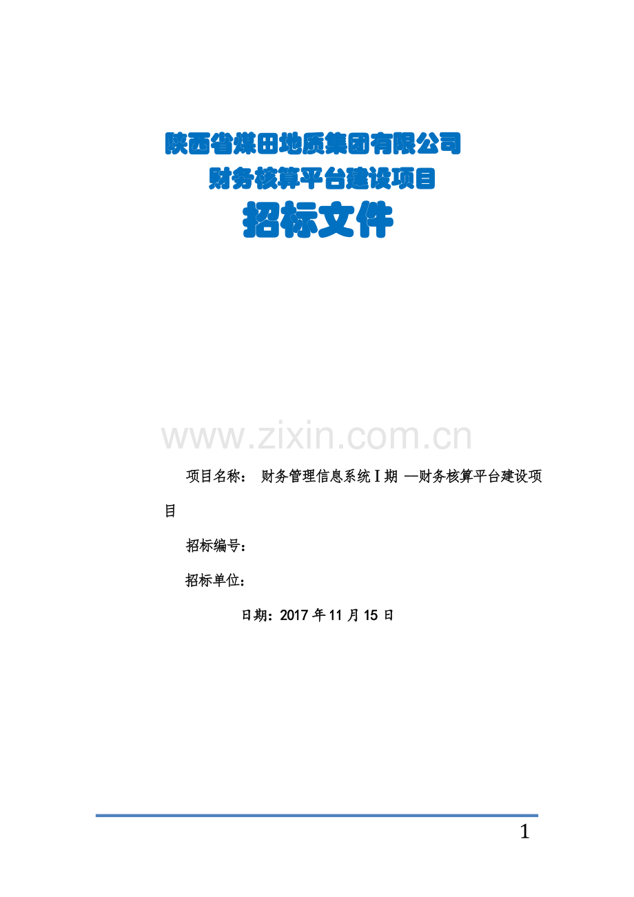 财务管理信息系统Ⅰ期财务核算平台建设项目招标文件.doc_第1页