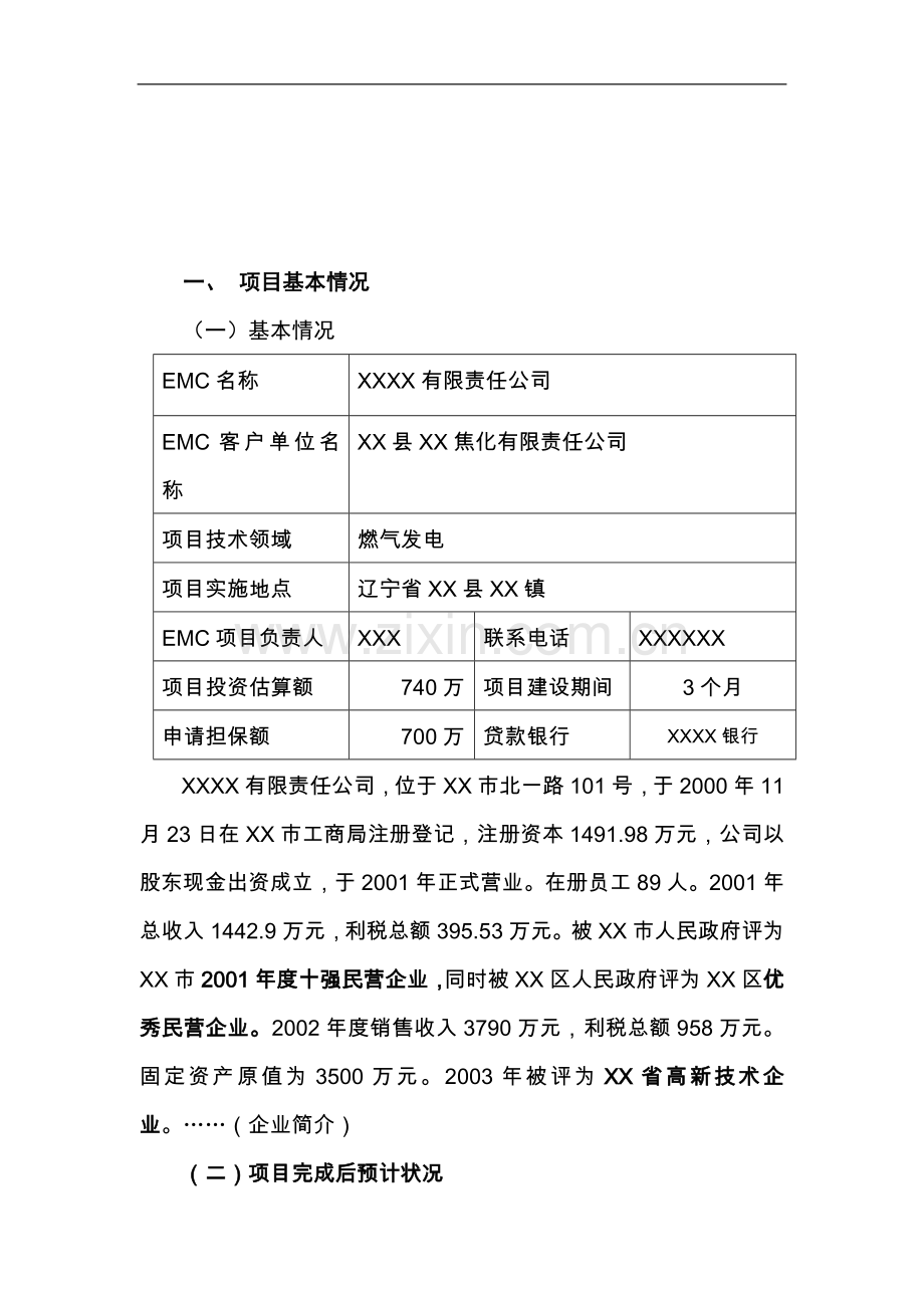 1900kW煤气发电节能项目可行性研究报告.doc_第2页