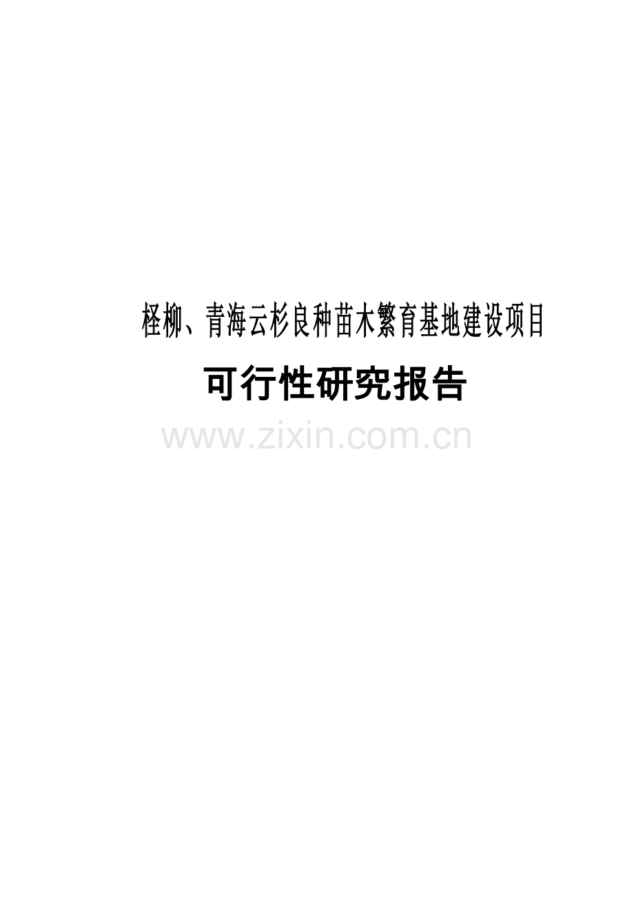 张掖市柽柳、青海云杉良种苗木繁育基地工程可行性研究报告.doc_第1页