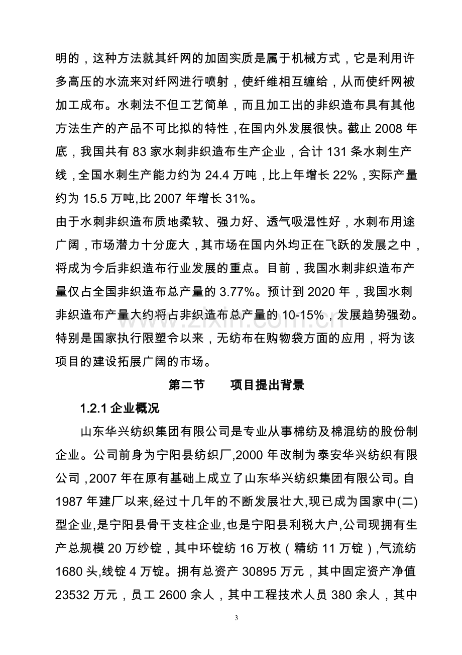 产3000吨水刺无纺布生产线项目可行性研究报告.doc_第3页