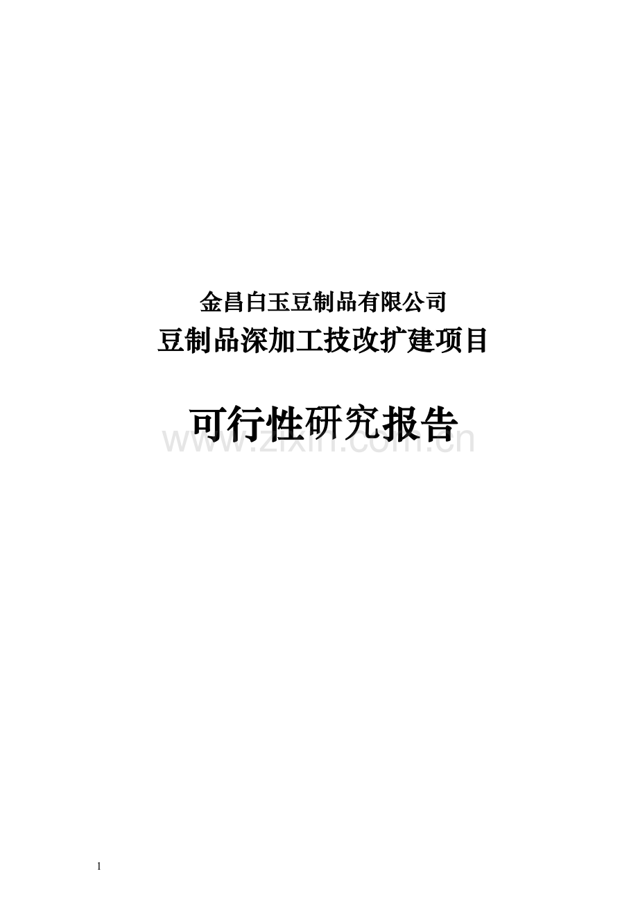 豆制品深加工技改扩建项目可行性研究报告.doc_第1页