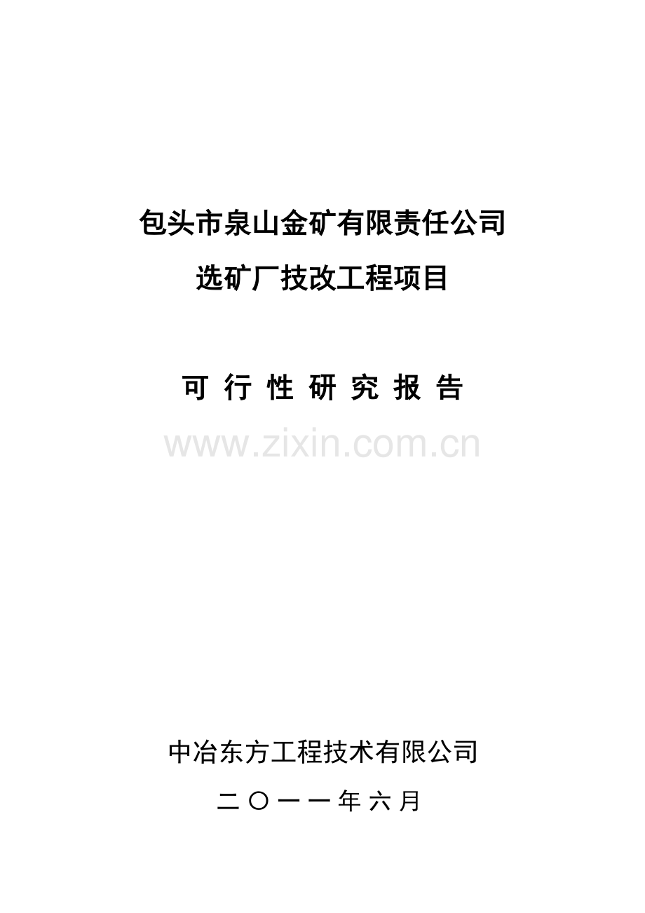 泉山金矿选矿厂技改工程项目可行性研究报告.doc_第1页