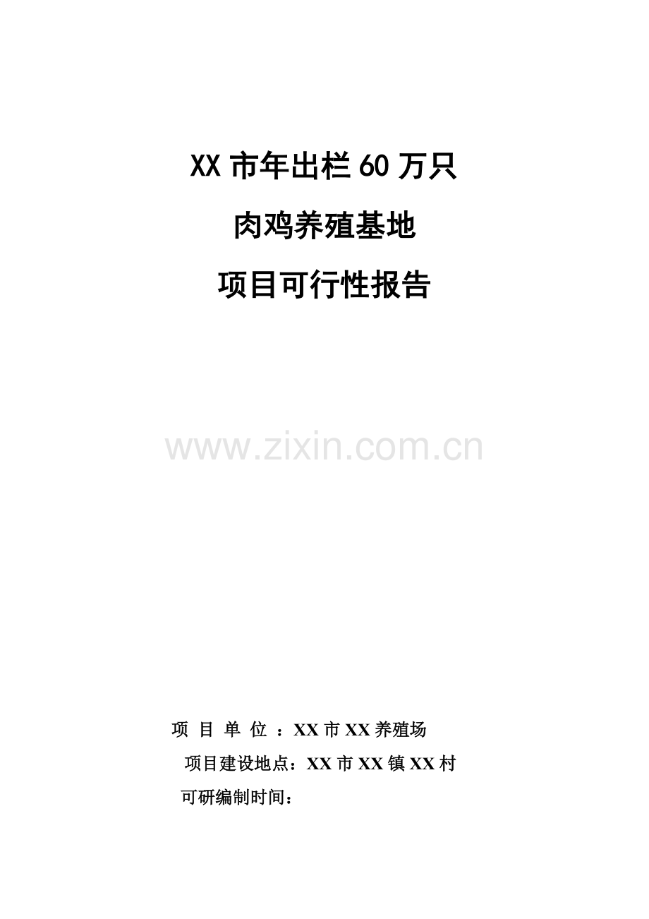 年出栏60万只肉鸡养殖基地项目可行性研究报告.doc_第1页