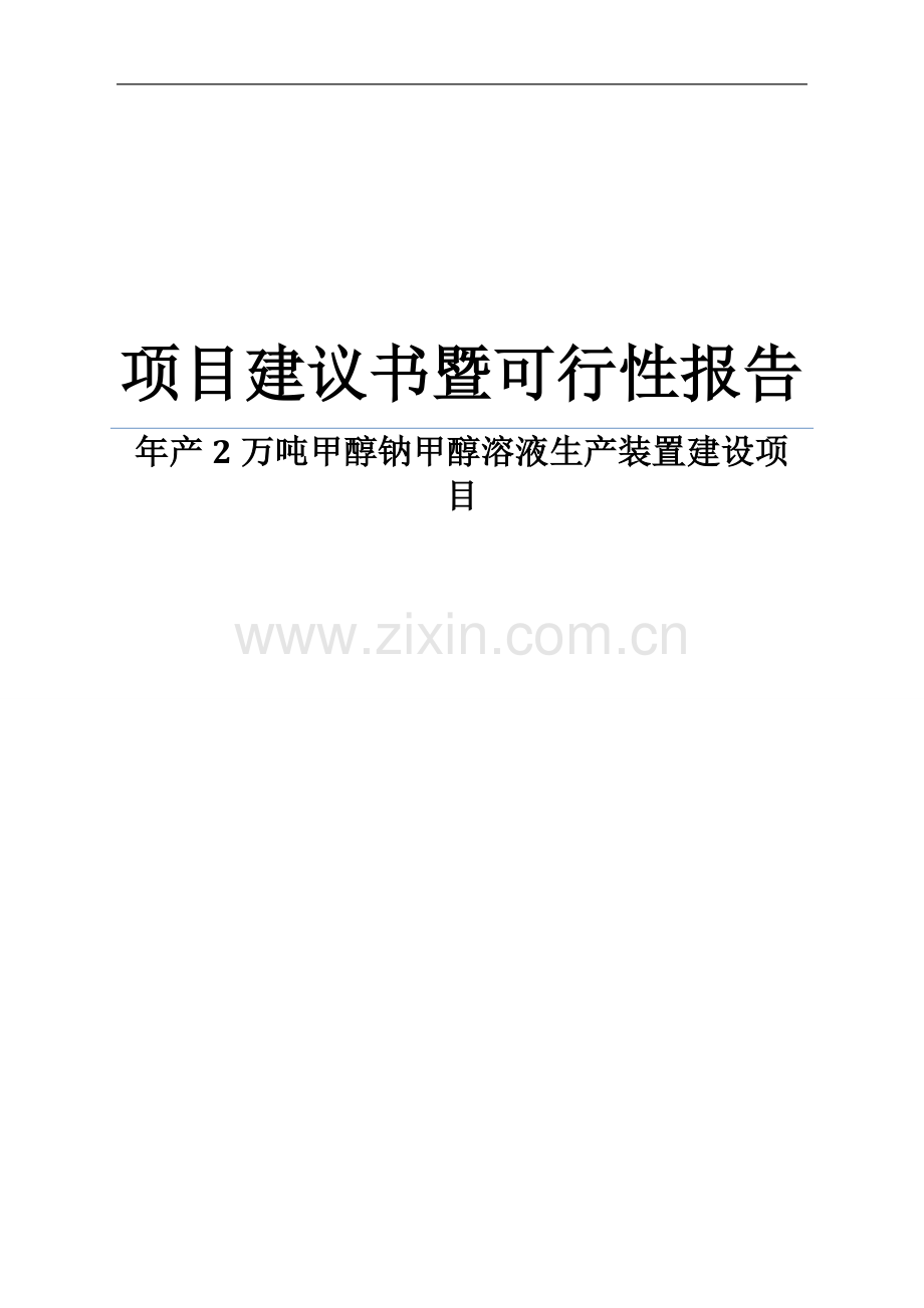 化工可行性论证报告之年产2万吨甲醇钠甲醇溶液生产装置建设项目可行性谋划书暨可行性论证报告.doc_第1页