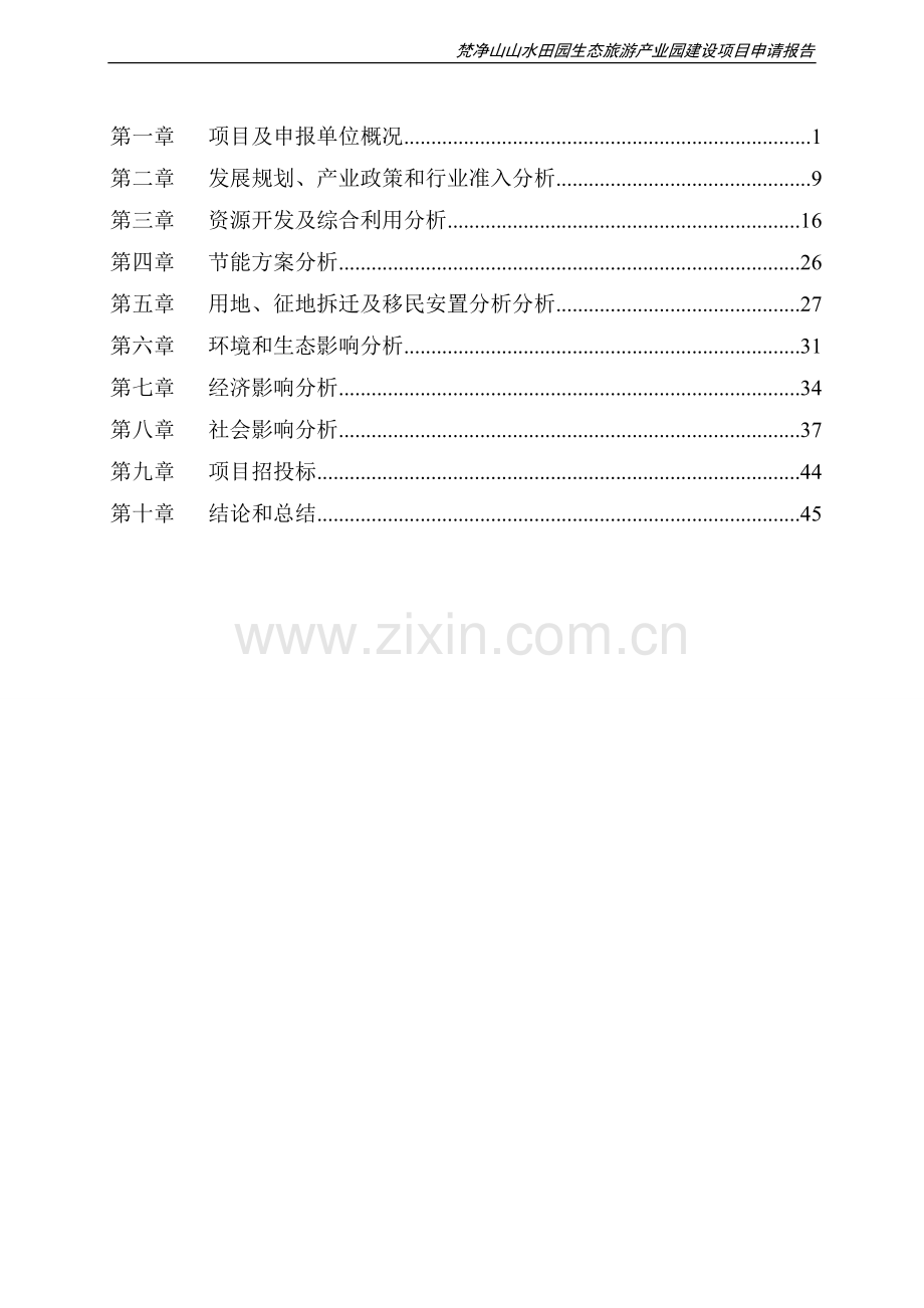 山水田园生态旅游产业园建设项目申请报告.doc_第1页