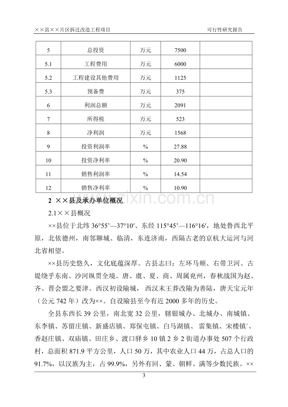 山东省某县片区拆迁改造工程可行性分析报告.doc_第3页