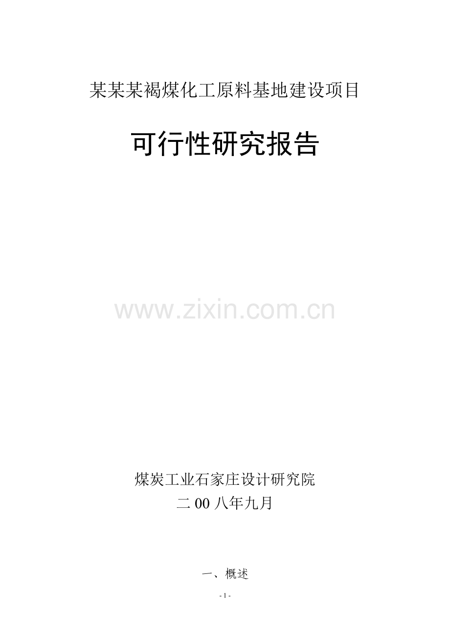 褐煤化工原料基地项目申请建设可行性分析报告(煤矿项目).doc_第1页