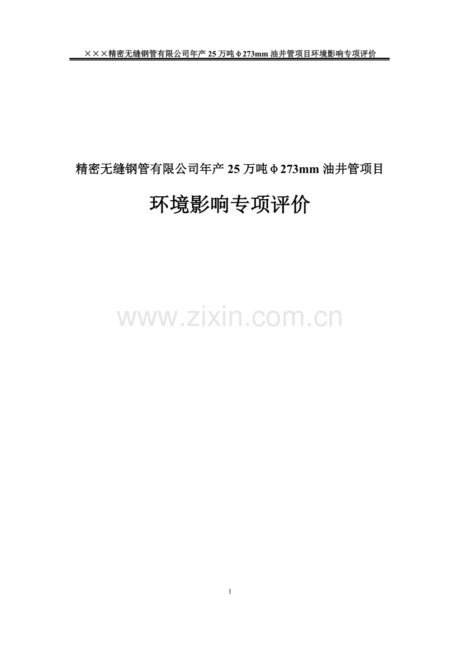 年产25万吨油井管项目申请建设环境影响专项评价环境评估.doc_第1页