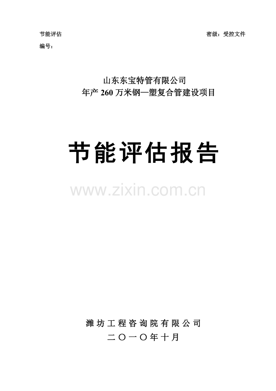 年产2600000米钢—塑复合管项目能评(最终版).doc_第1页