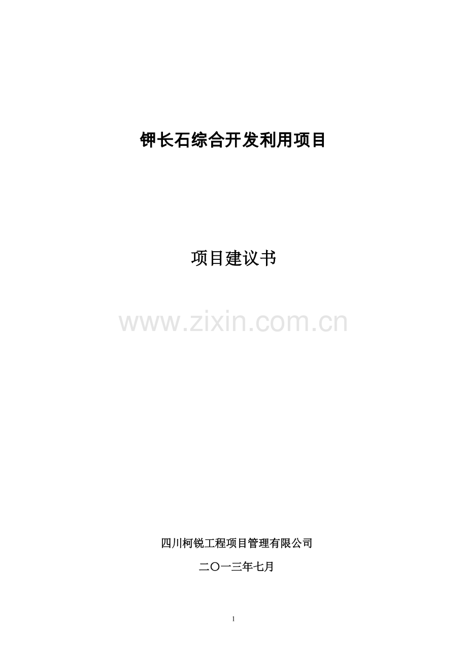 钾长石综合开发利用可研报告.doc_第1页