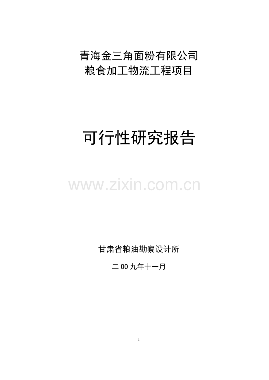 面粉有限公司粮食加工物流工程项目建设可行性研究报告.doc_第1页