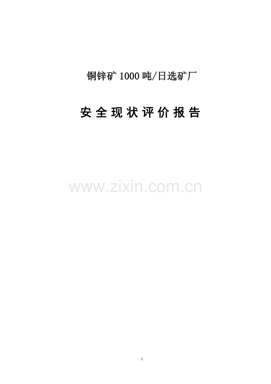 铜锌矿1000吨矿安全现状评价报告.doc_第1页