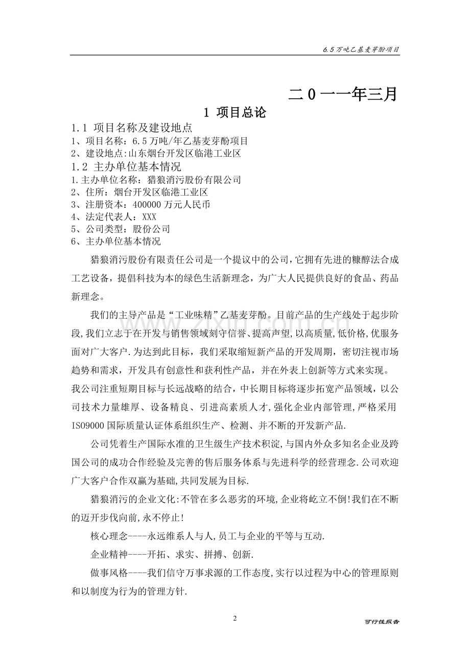 6.5万吨年乙基麦芽酚建设可行性论证报告.doc_第2页