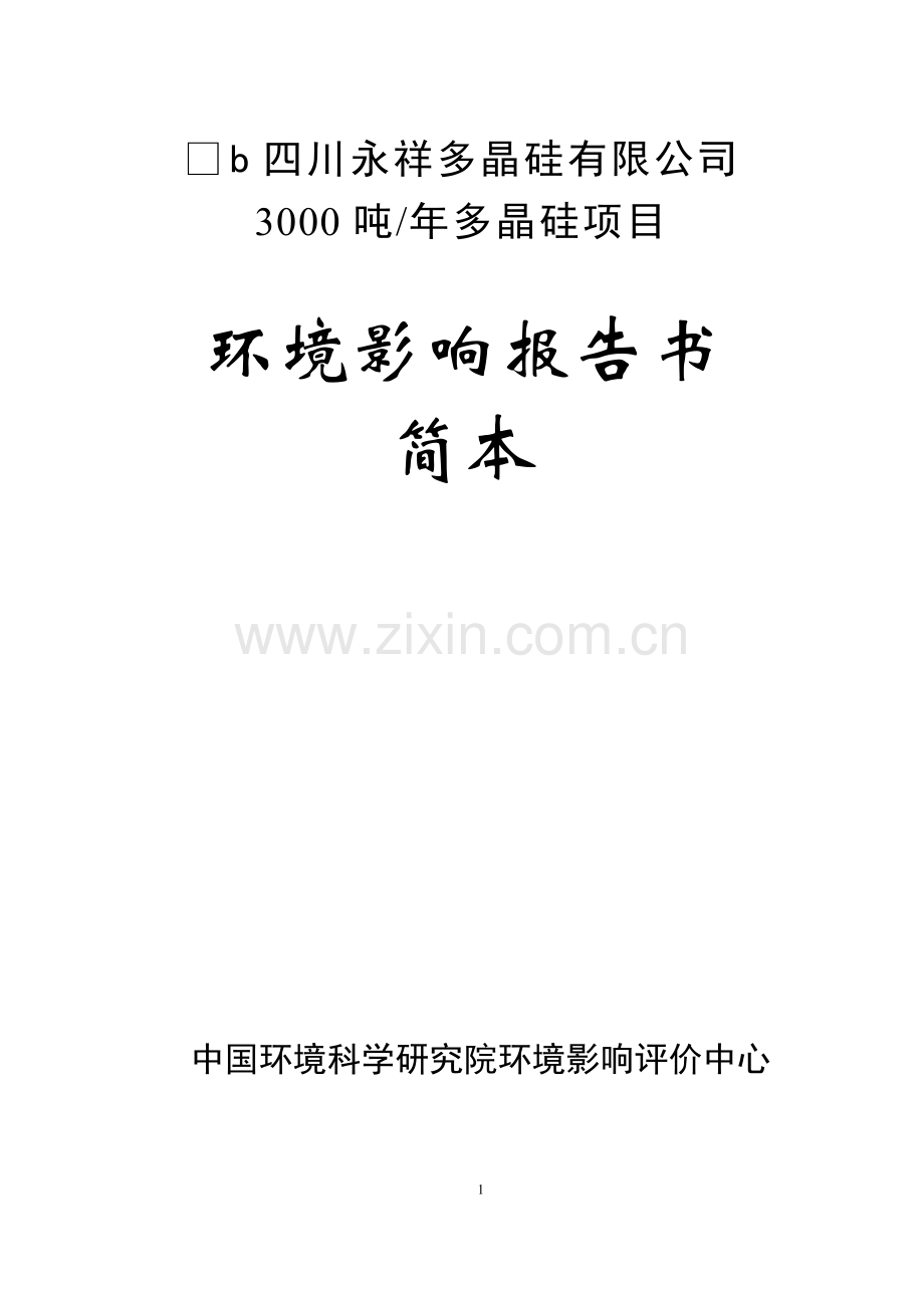 年产3000吨多晶硅项目可行性研究报告1.doc_第1页