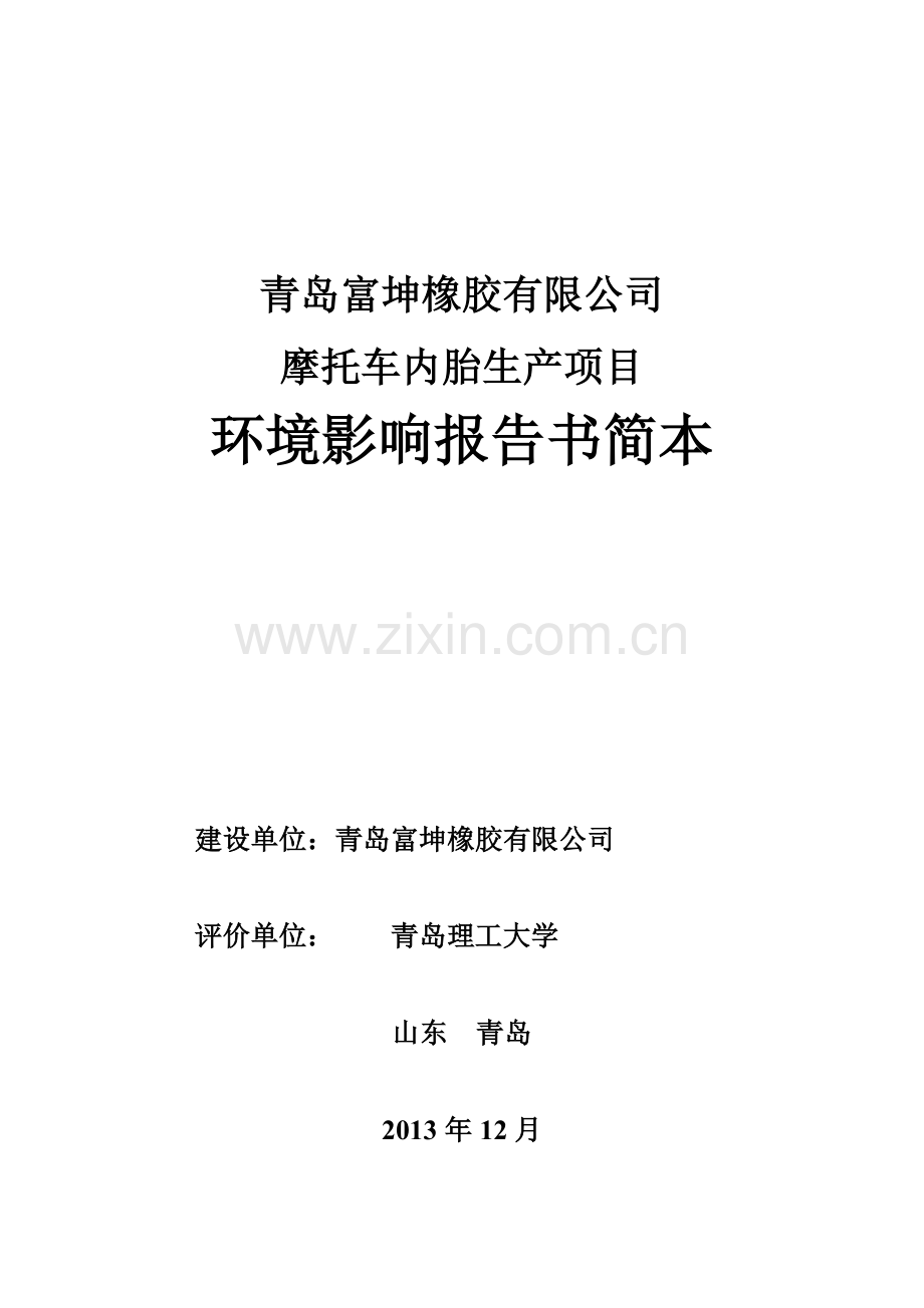 富坤橡胶有限公司摩托车内胎生产项目立项环境影响评估报告书.doc_第1页