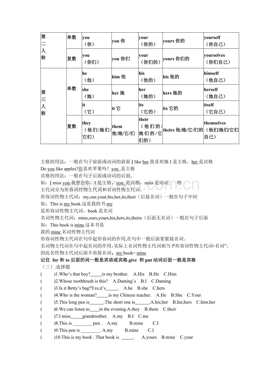 仁爱版-七年级英语上册语法-归纳及练习(精简版).doc_第3页