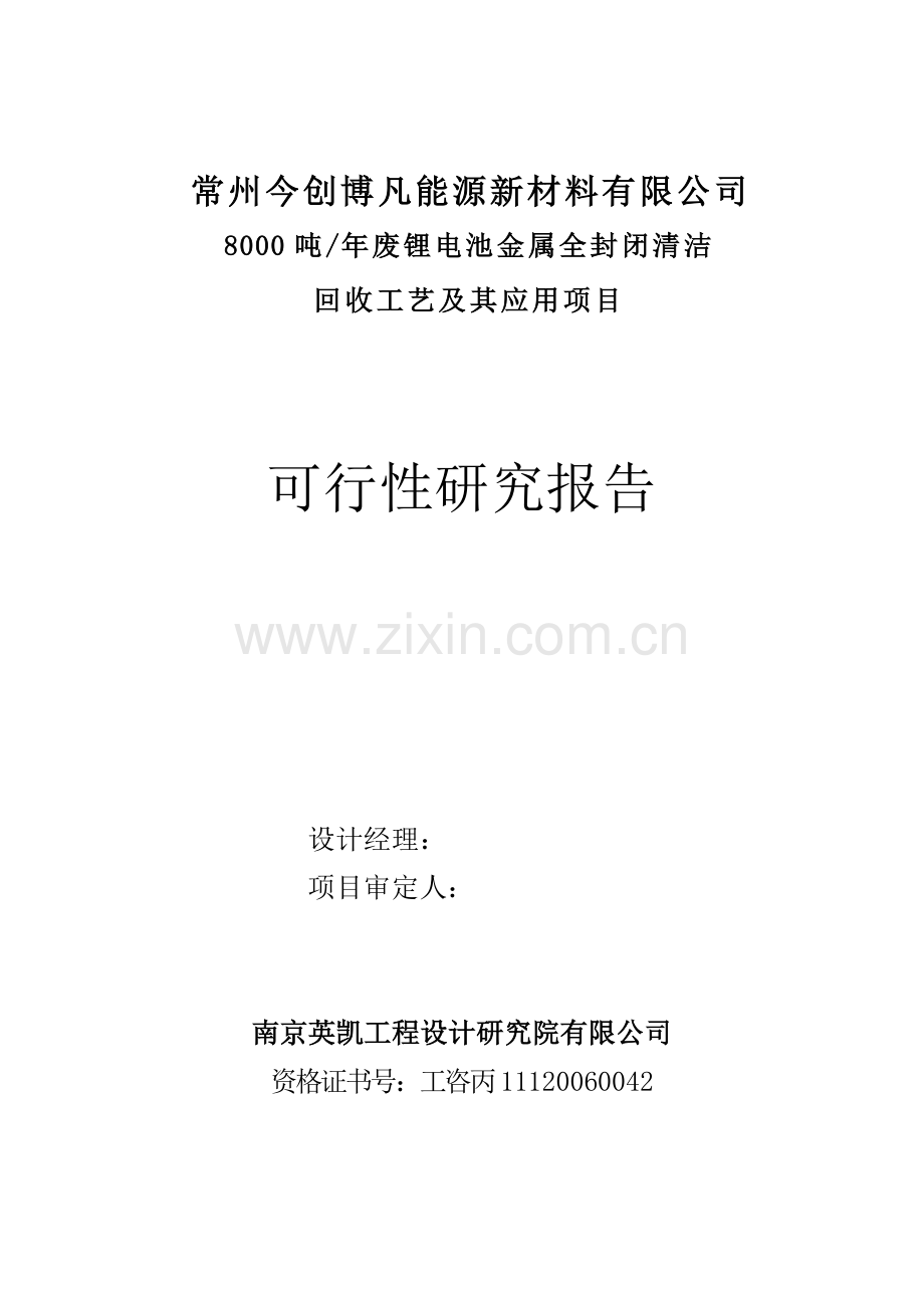 废锂电池金属全封闭清洁回收工艺及应用项目可行性研究报告.doc_第2页