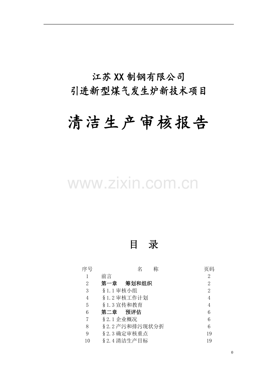 引进新型煤气发生炉新技术项目清洁生产审核报告.doc_第1页