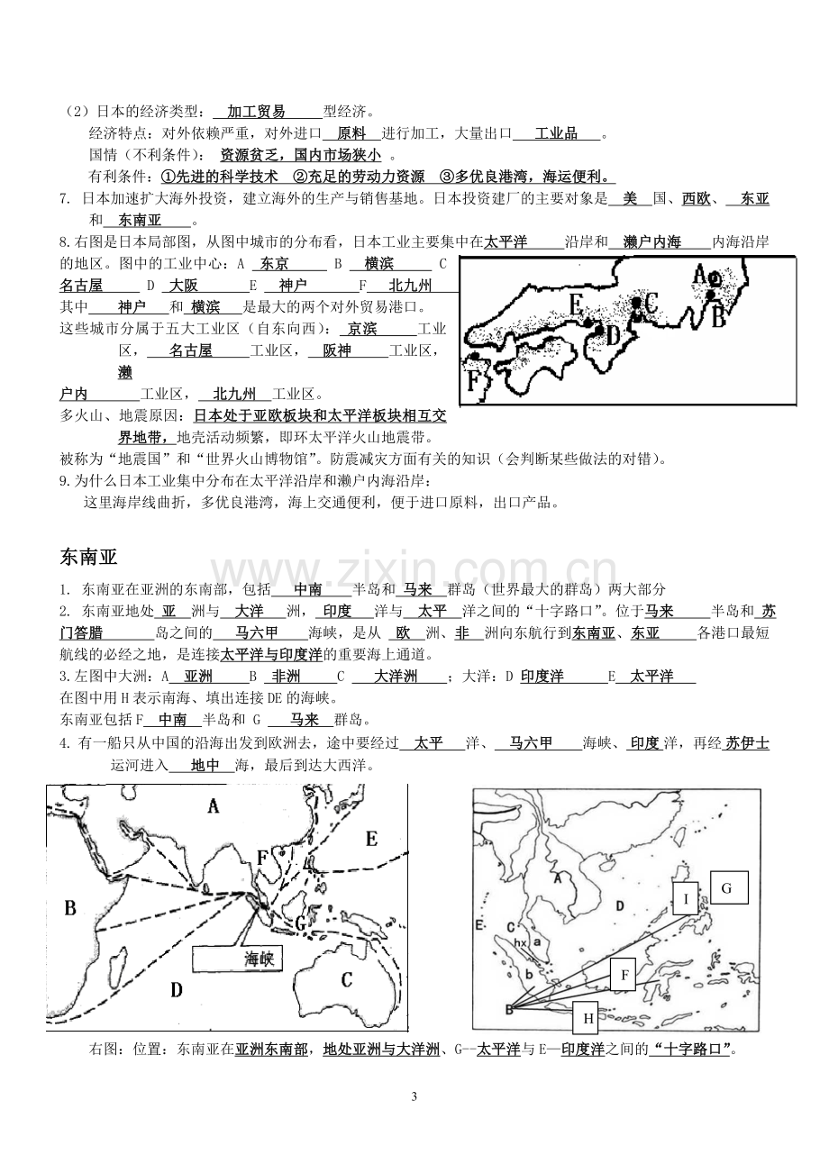 七年级下册地理知识点汇总(打印版).doc_第3页