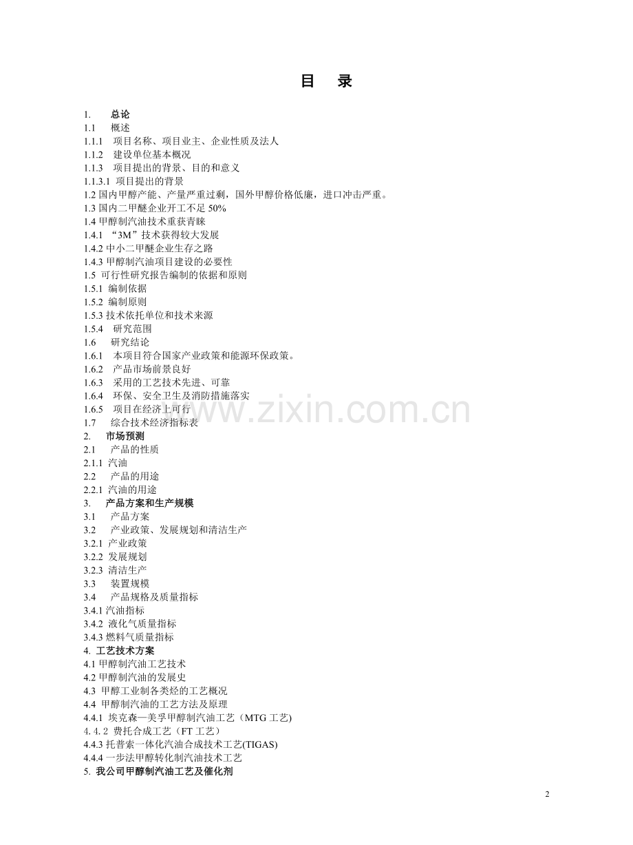 甲醇制烃基燃料项目可行性研究报告.doc_第2页