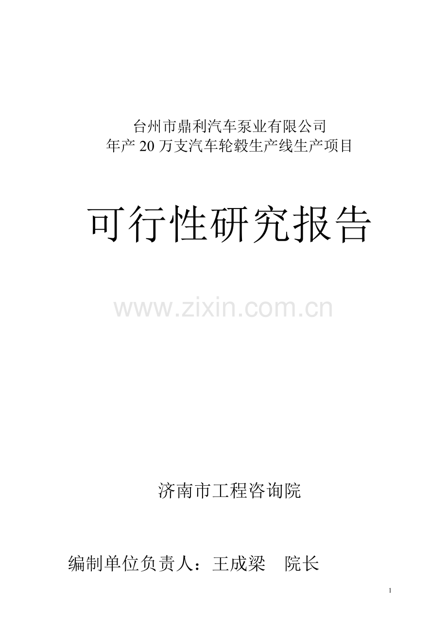 年产20万支汽车轮毂生产线生产项目可行性论证报告.doc_第1页