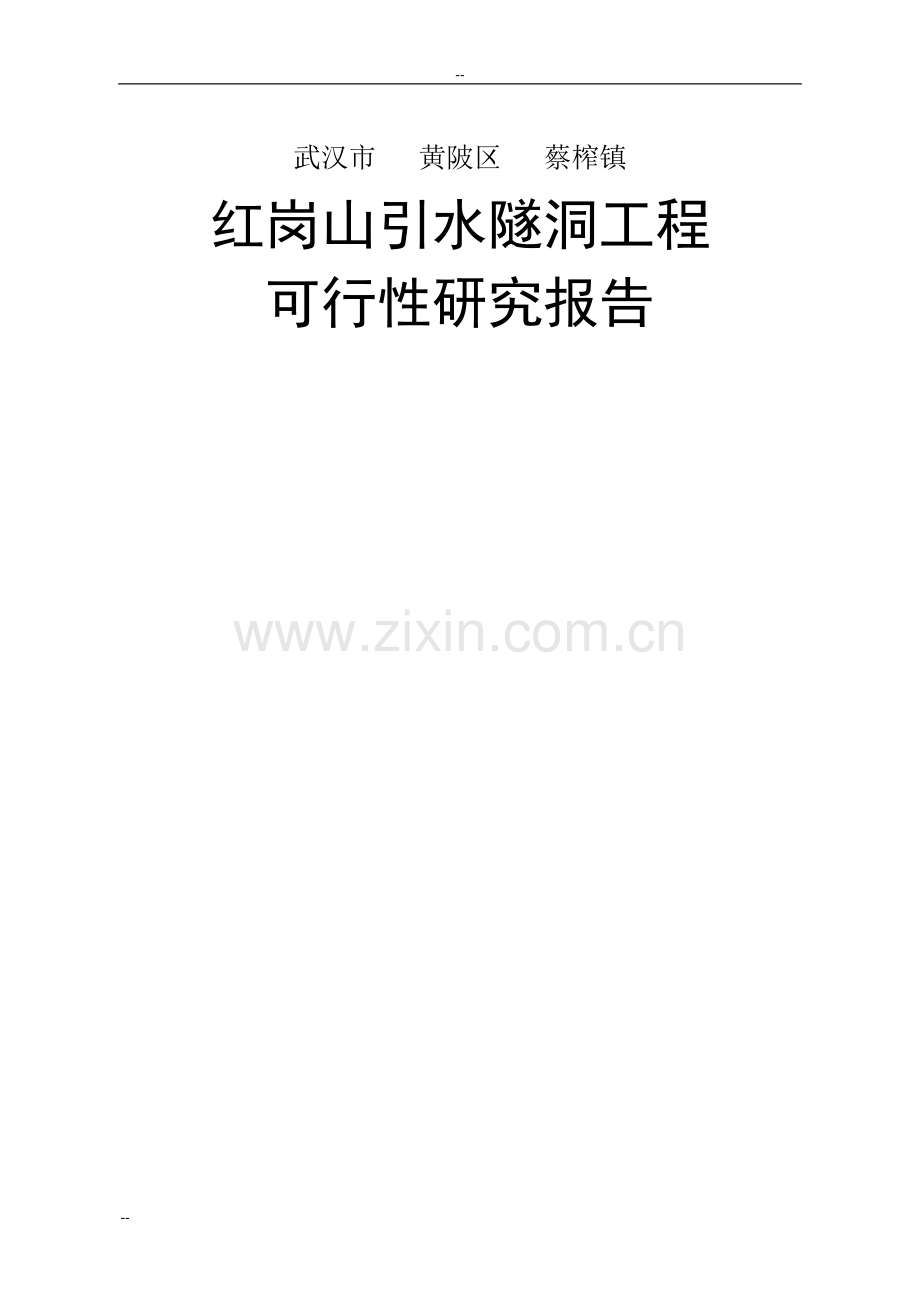 武汉市黄陂区蔡榨镇红岗山引水隧洞工程可行性分析报告.doc_第1页