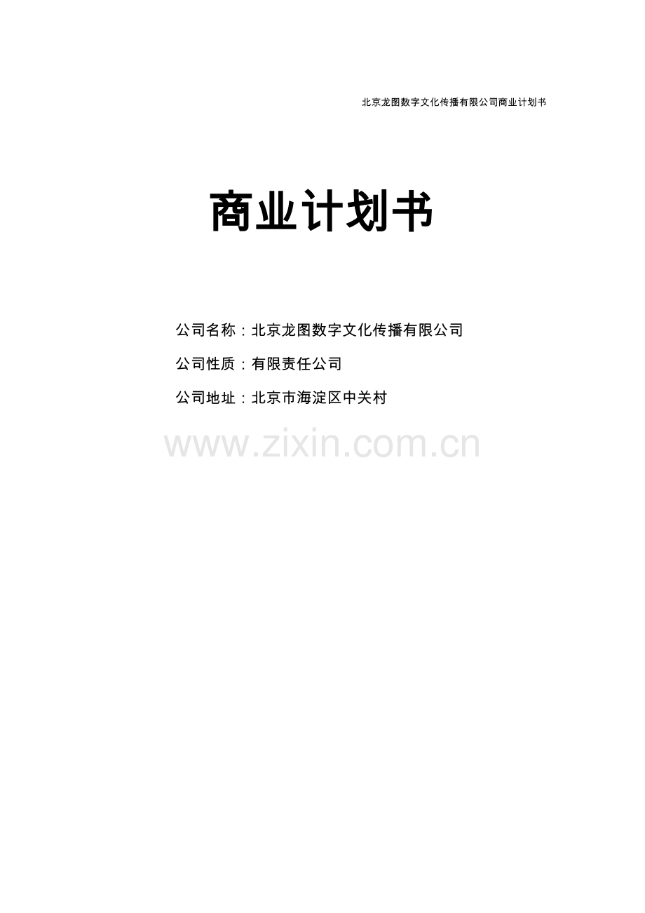 龙图数字文化传播有限公司可行性研究报告.doc_第1页