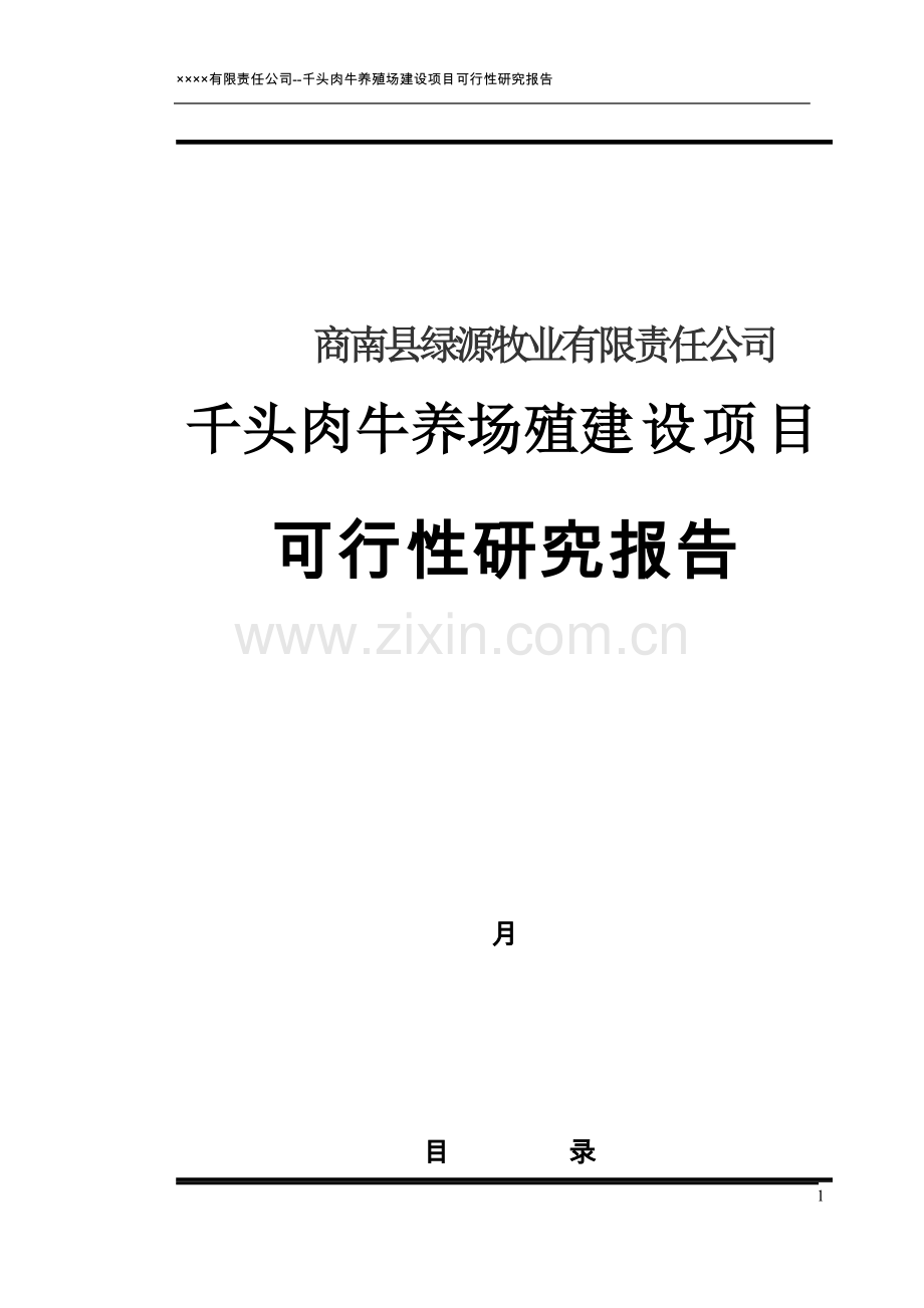 商南县绿源牧业有限责任公司千头肉牛养殖场建设项目可研报告.doc_第1页