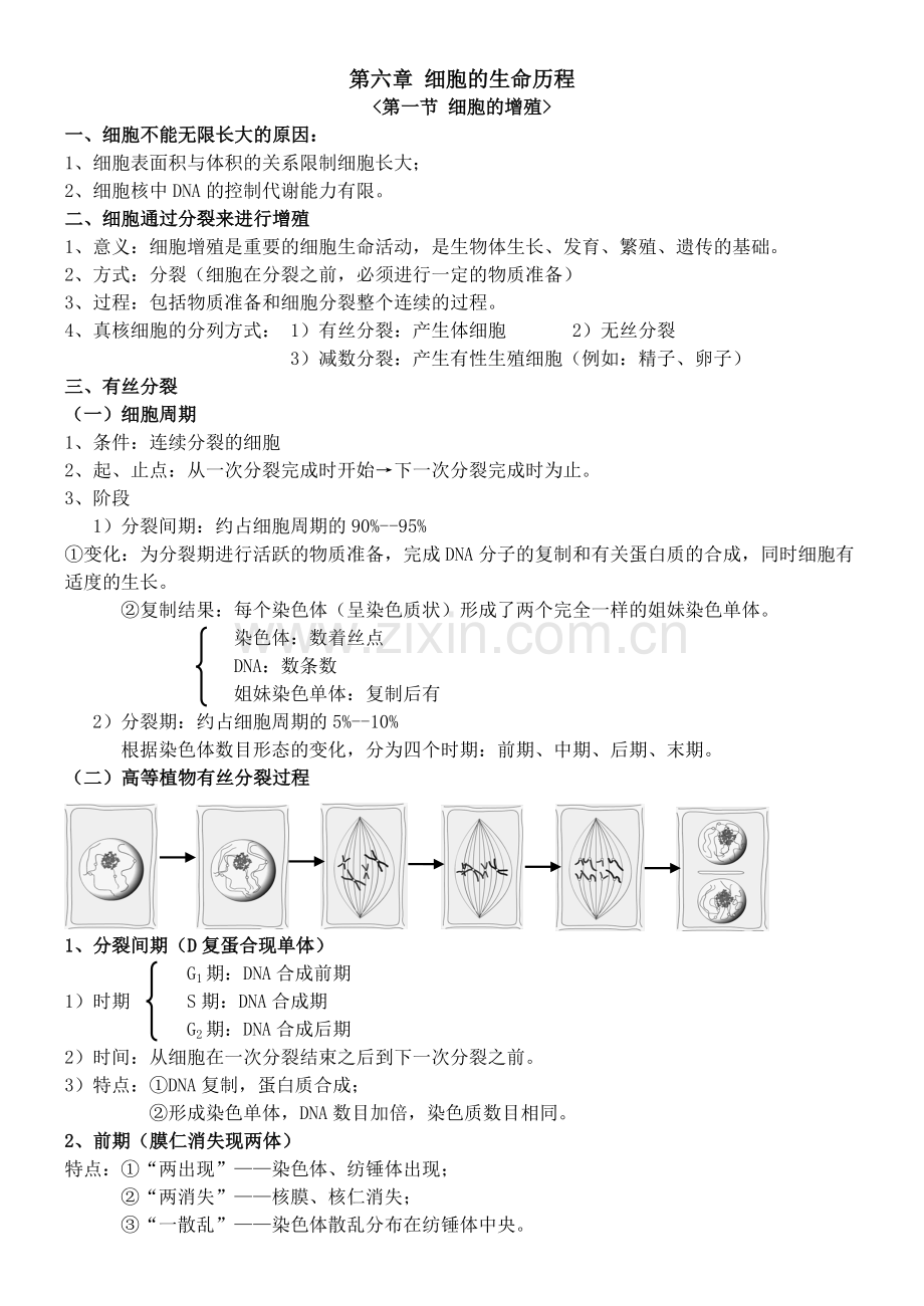 第六章第1节细胞的增殖(知识点).doc_第1页