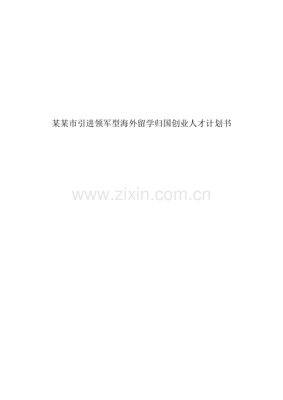 某某公司商业计划书.doc_第1页