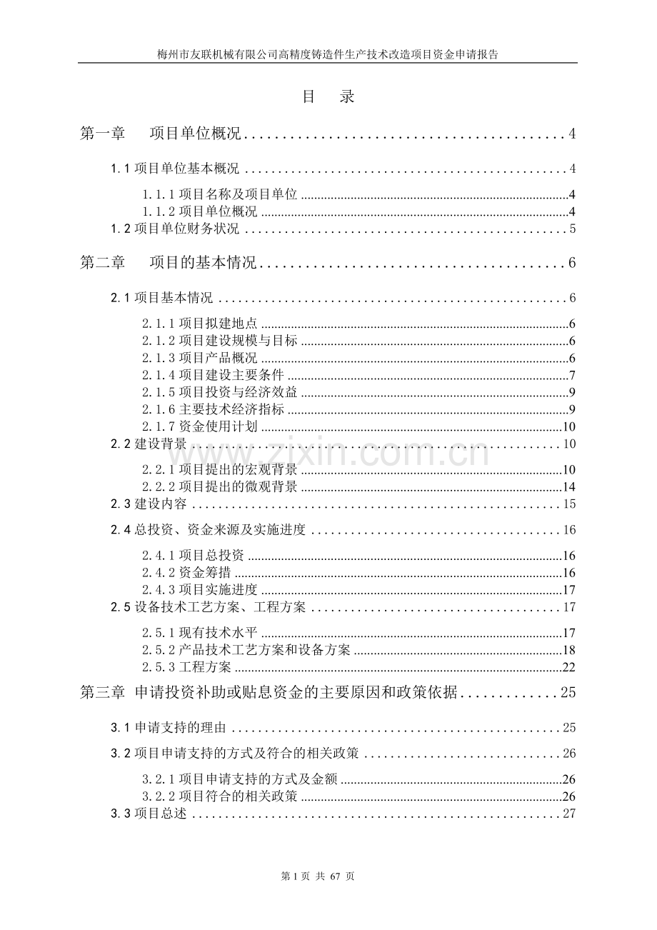 高精度铸造件生产技术改造可行性研究报告.doc_第1页