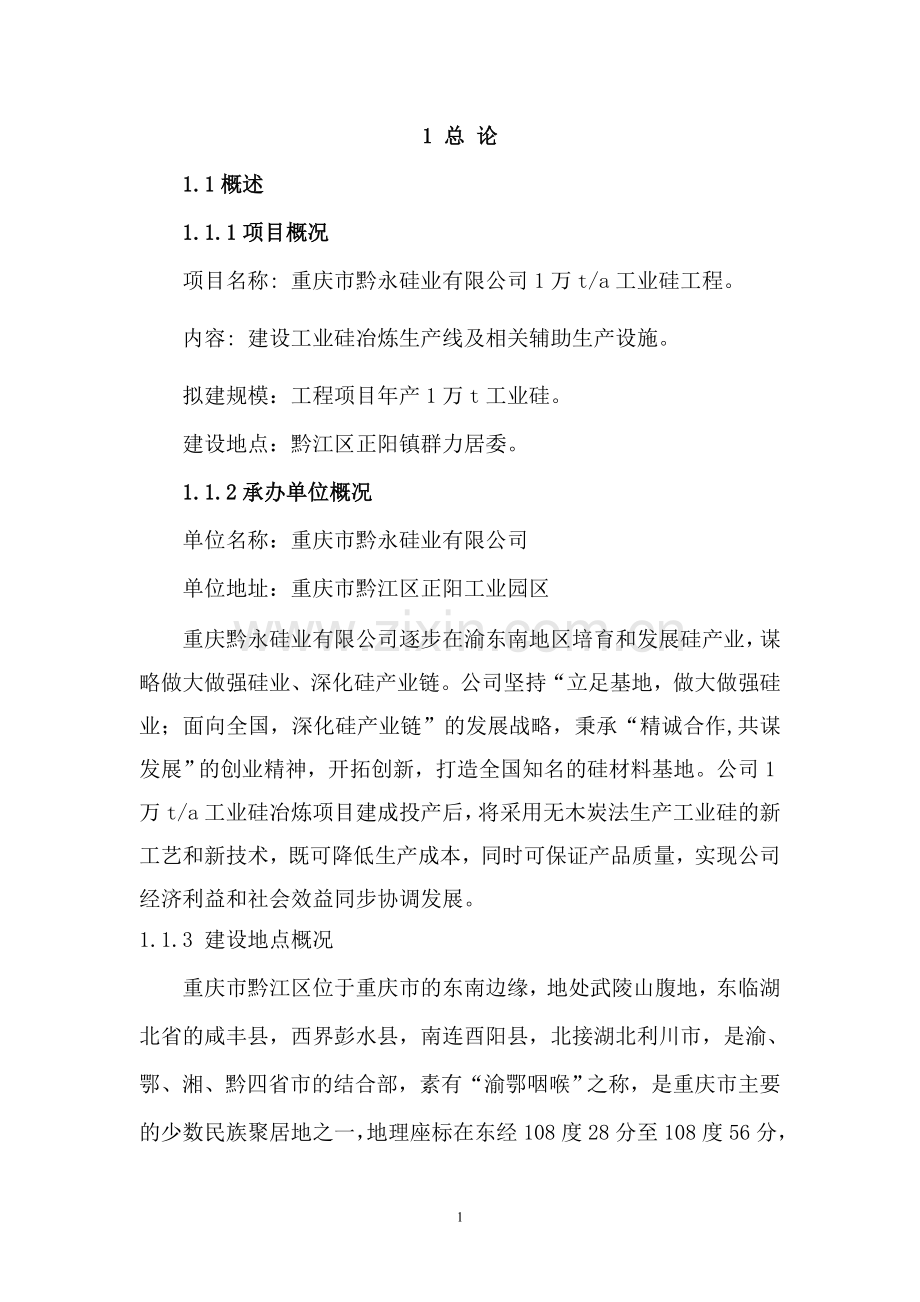 工业硅项目建设可行性研究报告(优秀建设可行性研究报告).doc_第1页