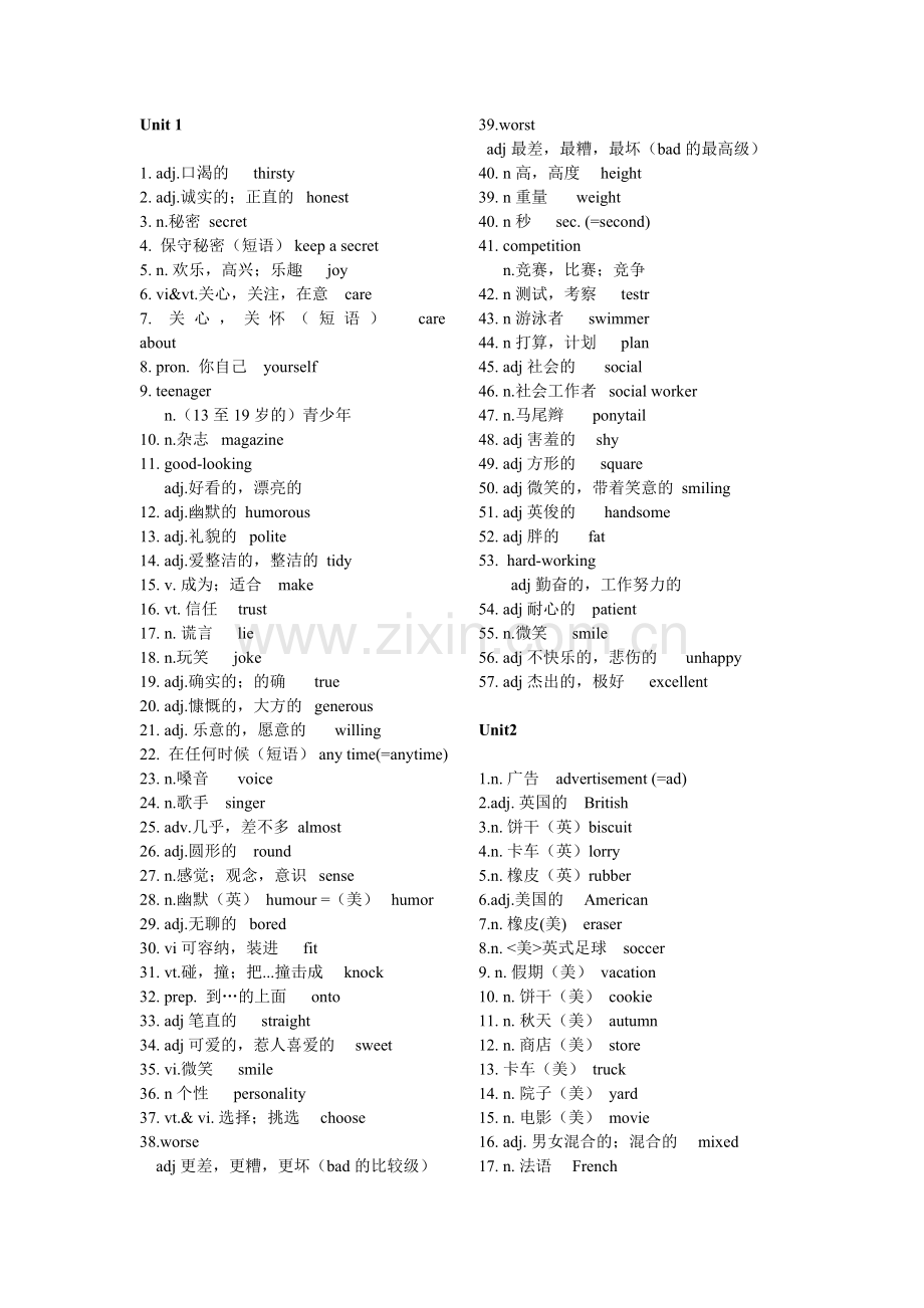 苏教版(译林版)八年级英语单词表(上册)(2).doc_第1页