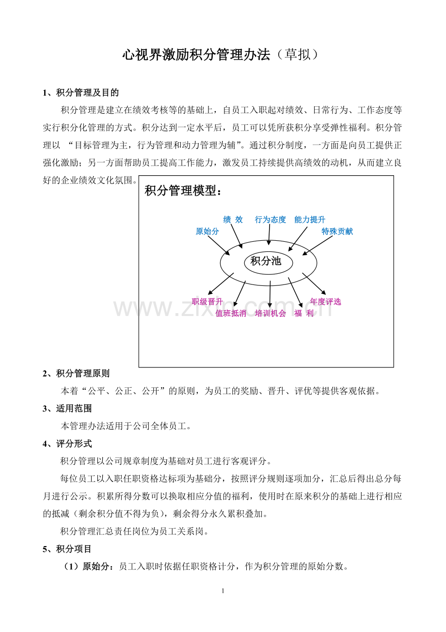 心视界激励员工积分制管理办法(草拟).doc_第1页