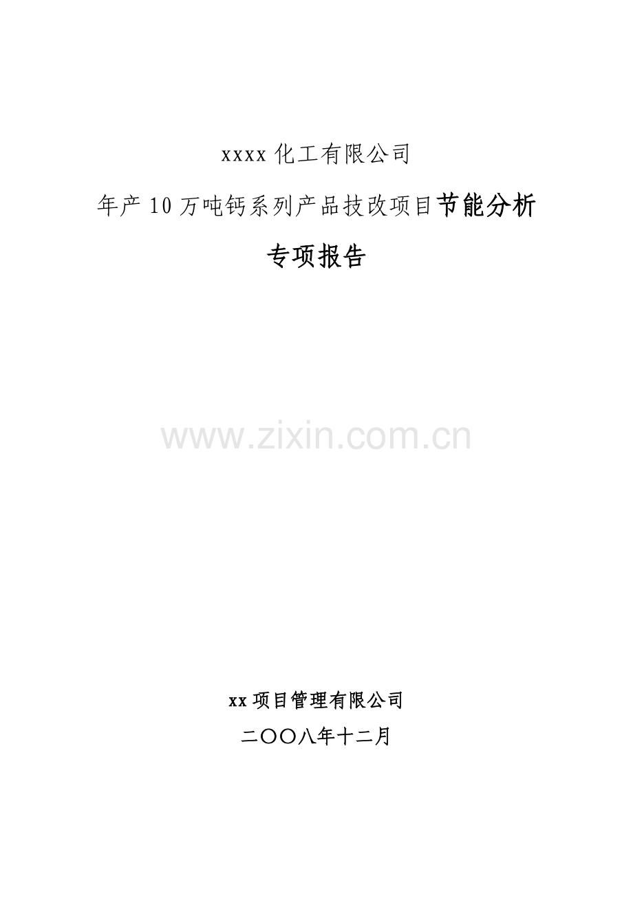 年产10万吨钙系列产品技改项目节能分析专项报告.doc_第1页