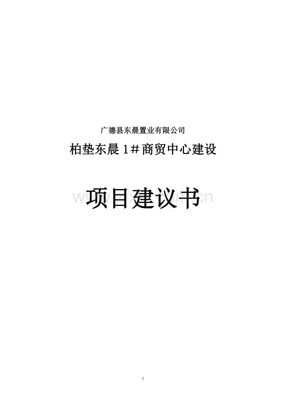 广德县柏垫东晨1#商贸中心项目建设可行性研究报告.doc_第1页