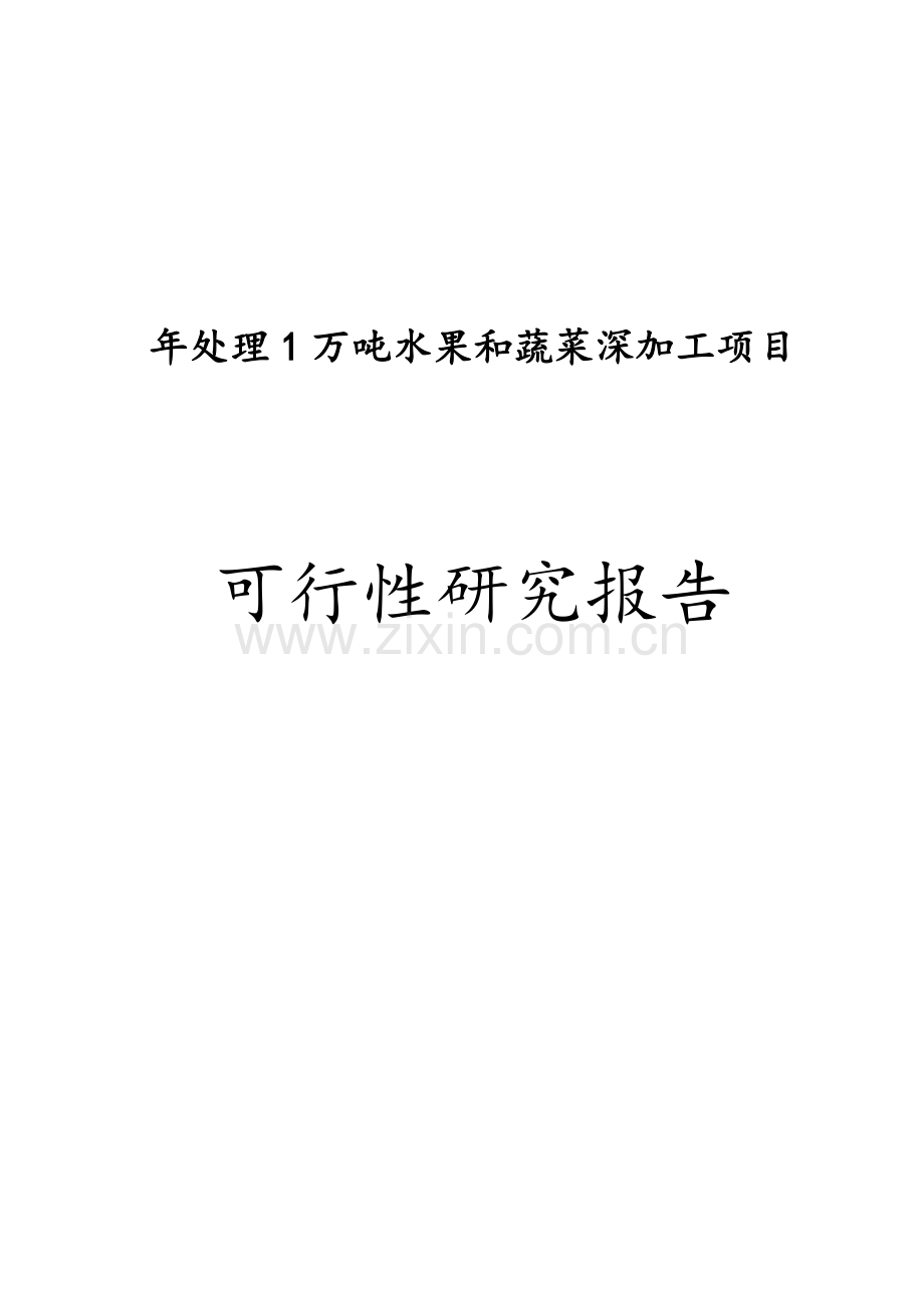 年深加工1万吨水果和蔬菜项目可行性研究报告.doc_第1页