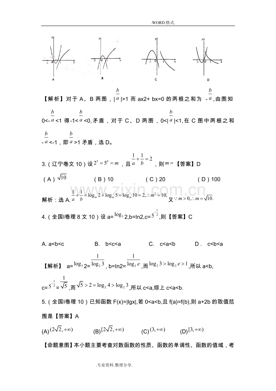 高考指数函数和对数函数专题复习试题.doc_第2页