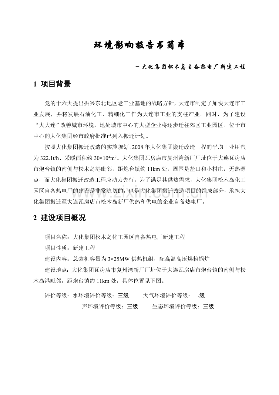 大化集团松木岛自备热电厂新建工程环境影响报告书简本.doc_第1页