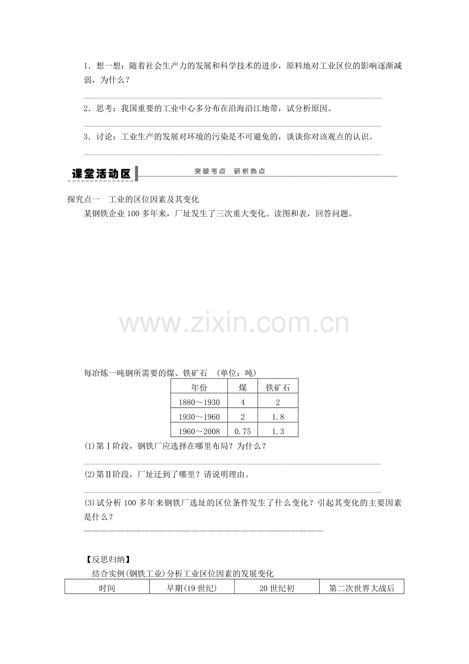 高考地理复习工业地域类型的形成与发展课时32工业的区位因素与区位选择学案新人教版.doc_第2页