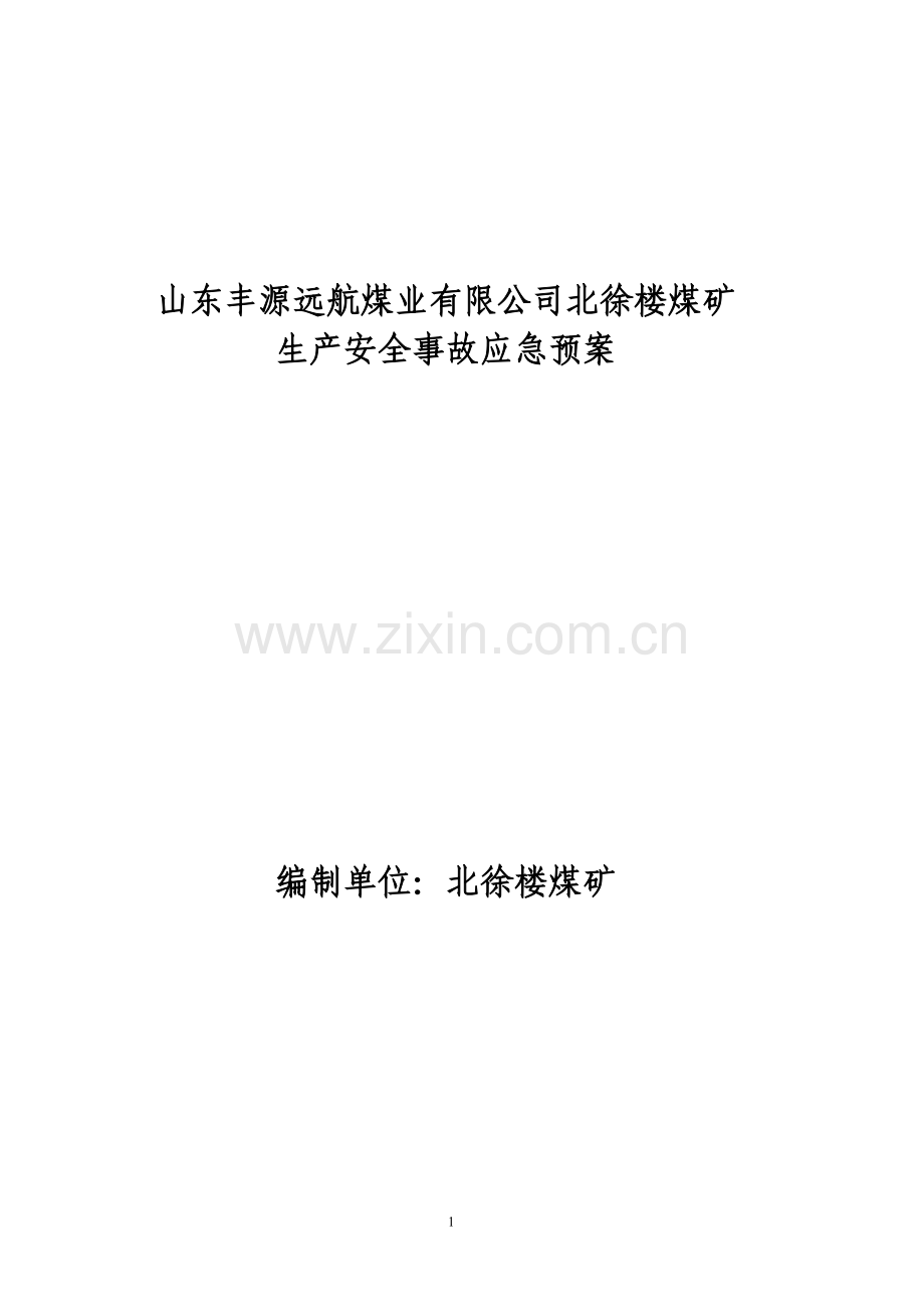 徐楼煤矿生产安全事故应急救援预案--本科毕业论文.doc_第1页